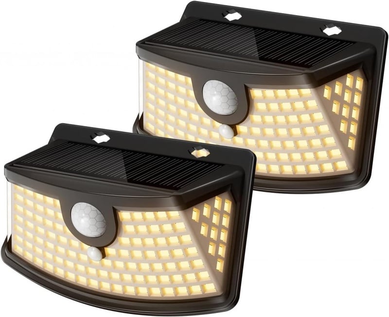 זוג פנסי חוץ סולאריים עם חיישן תנועה Aootek 120 LEDs