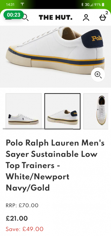 Polo Ralph Lauren Men's Sayer Sustainable Low Top Trainers - White/Newport Navy/Gold | TheHut.com
