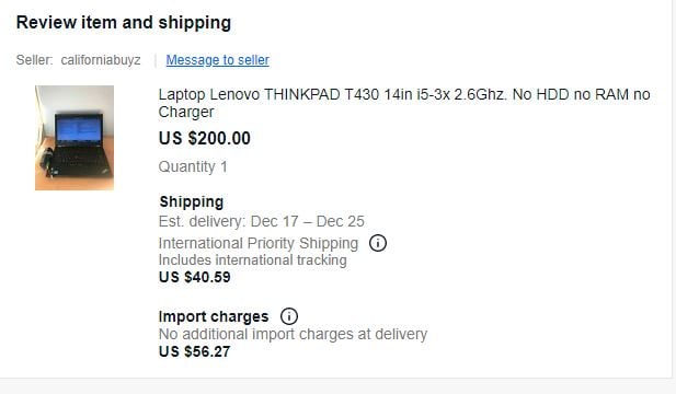 Laptop Lenovo THINKPAD T430 14in i5-3x 2.6Ghz. No HDD no RAM no Charger