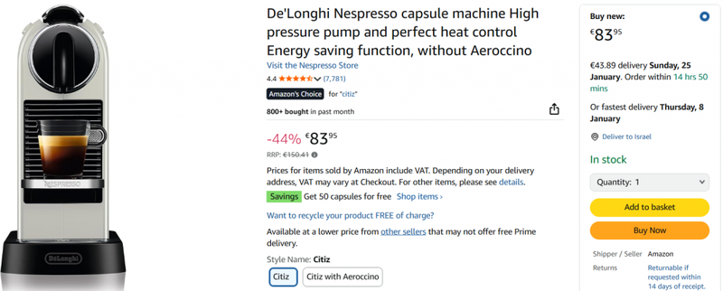De'Longhi Nespresso capsule machine High pressure pump and perfect heat control Energy saving function, without Aeroccino : Amazon.de: Home & Kitchen