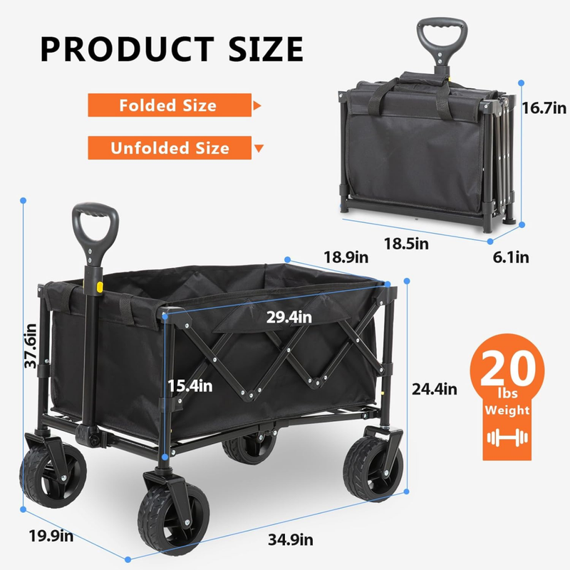 Amazon.com: Wagons Carts Foldable, Collapsible Wagon with All Terrain Wheels 220lbs Weight Capacity Portable Utility Wagon for Beach, Shopping, Garden and Apartment : Patio, Lawn & Garden