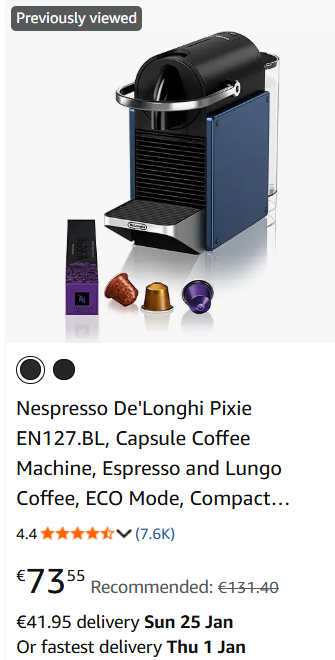 Nespresso De'Longhi Pixie EN127.BL, Capsule Coffee Machine, Espresso and Lungo Coffee, ECO Mode, Compact Design, 19 Bar Pressure System, Welcome Pack Included, 1260W, Blue : Amazon.es: Home & Kitchen