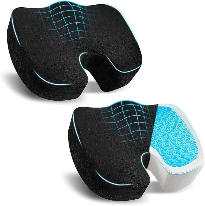 Amazon.com: EcoNour Thick Seat Cushions for Tailbone Pain Relief (2 Pack) | Orthopedic Desk Chair Cushion for Office, Gaming Chair & Car Seat | Sciatica & Coccyx & Tail Bone Pain Relief for Long Sitting Elderly : Baby