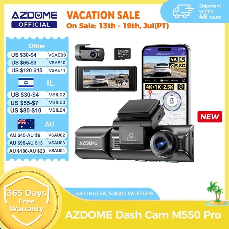 AZDOME M550 Pro Dash Cam 4K