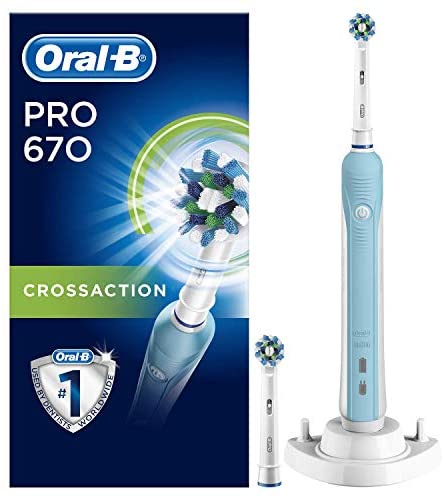 Oral-B Pro 670 Cross Action Electric Rechargeable Toothbrush Powered by Braun, 1 Handle, 2 Replacement Brush Heads, 2 Pin UK Plug: Amazon.co.uk: Health & Personal Care