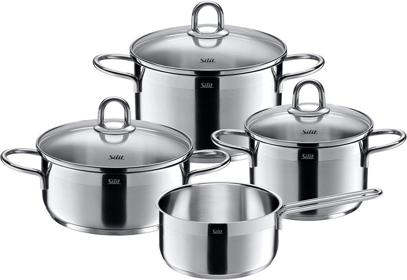 Silit Diamant Topfset Induktion 4-teilig, Kochtopf Set mit Glasdeckel, Edelstahl poliert, Induktions Töpfe Set unbeschichtet : Amazon.de: Küche, Haushalt & Wohnen
