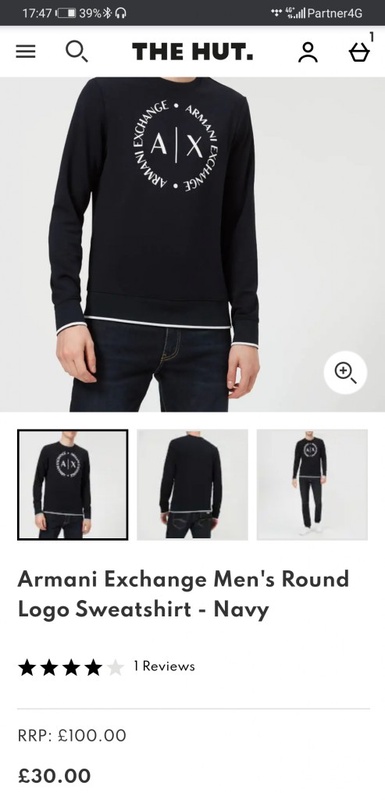 Armani Exchange Men's Round Logo Sweatshirt - Navy | TheHut.com