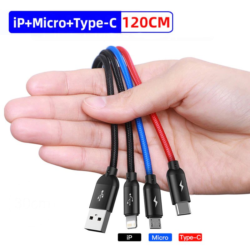 Baseus 3 in 1 USB Cable Type C Cable for Samsung S20 Xiaomi Mi 9 Cable for iPhone 12 X 11 Pro Max Huawei Charger Micro USB Cable|Mobile Phone Cables| - AliExpress