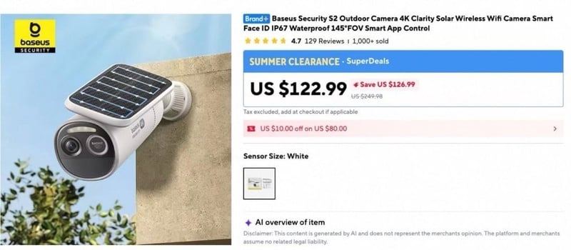 BASEUS S2 4K Solar Wireless IP Camera