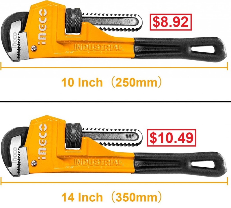 INGCO Pipe Wrench, Heavy Duty Straight Pipe Wrench Adjustable Plumbing Wrench Drop Forged HPW0810 - - Amazon.com