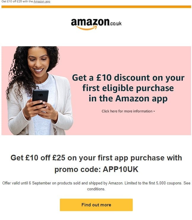 Amazon.co.uk: £10 discount on your first app purchase