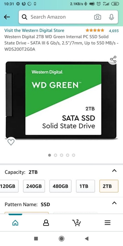 Amazon.com: Western Digital 2TB WD Green Internal PC SSD Solid State Drive - SATA III 6 Gb/s, 2.5