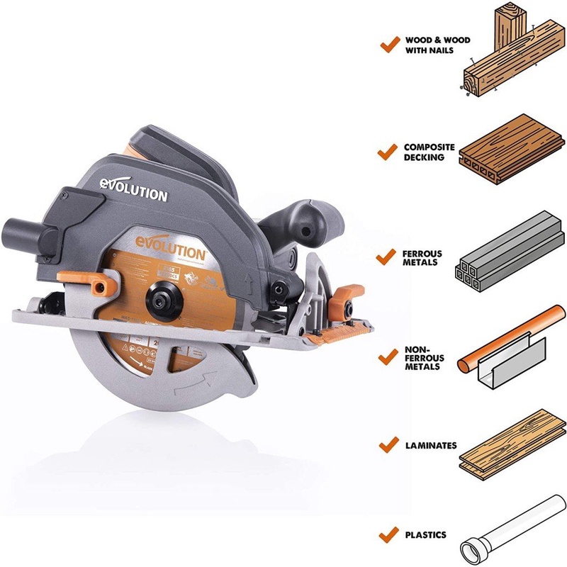 Evolution Power Tools R185CCS Multi-Material Circular Saw, 1600 W, 230 V-Domestic: Amazon.co.uk: DIY & Tools