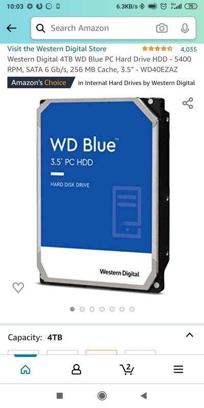 Amazon.com: Western Digital 4TB WD Blue PC Hard Drive HDD - 5400 RPM, SATA 6 Gb/s, 256 MB Cache, 3.5