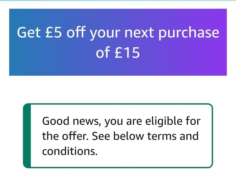 Amazon.co.uk: Get £5 off £15 instantly
