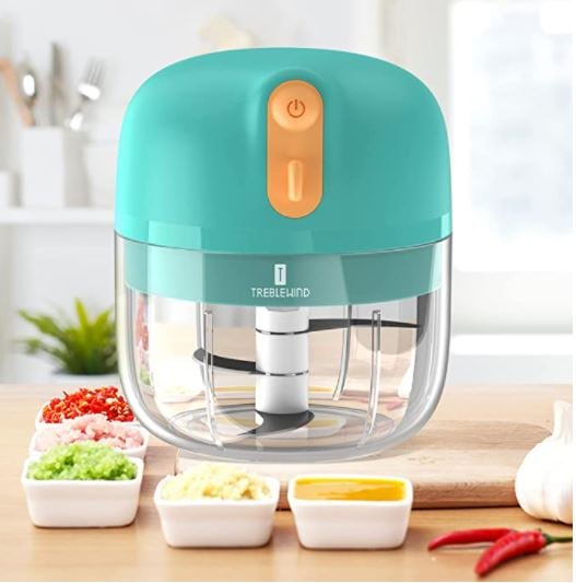 Amazon.com: Electric Mini Garlic Chopper, [60W QUICK EASE CHOP] Food Vegetable Chopper 250ML BPA Free for Pepper Garlic Chili Vegetable Meat Mincer/Grinder/Puree, Baby Food TREBLEWIND（Green）: Home & Kitchen