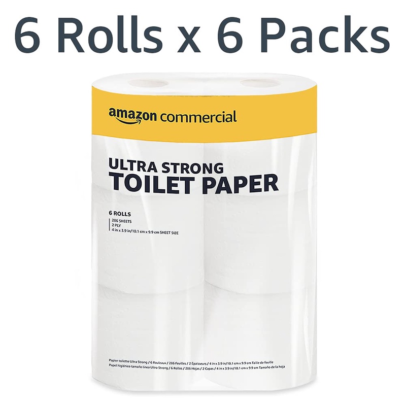 Amazon.com: AmazonCommercial 2-Ply White Ultra Strong Toilet Paper, Septic Safe, FSC Certified Bath Tissue, 286 Sheets per Roll - 36 Rolls : Health & Household