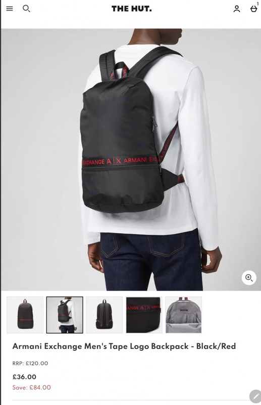 Armani Exchange Men's Tape Logo Backpack - Black/Red | TheHut.com