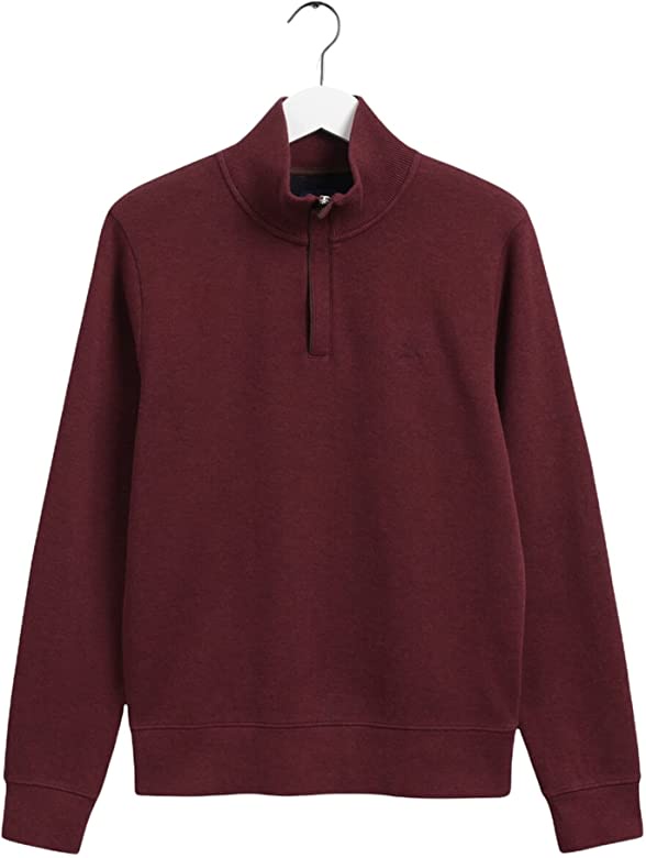 GANT Men's D1. Sacker Rib Half Zip Sweater, Burgundy Mel, XL : Amazon.co.uk: Clothing