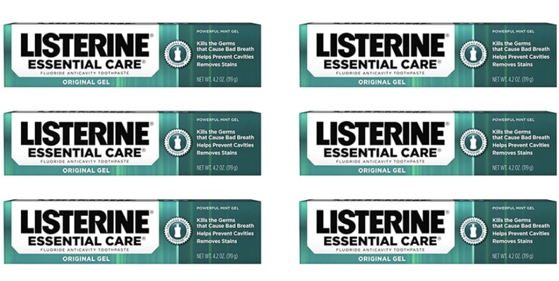 Amazon.com: Listerine Essential Care Original Gel Fluoride Toothpaste, Prevents Bad Breath and Cavities, Powerful Mint Flavor for Fresh Oral Care, 4.2 oz, Pack of 6 : Beauty & Personal Care
