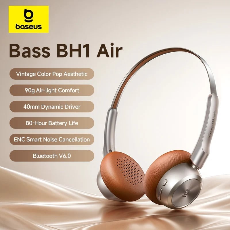 Baseus BH1 Air Wireless Headphones Bluetooth 6.0 ENC Noise Cancellation Lightweight 90g Over Ear Headset 80H Earphone - AliExpress 44