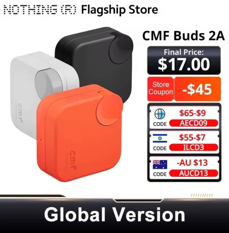 Global Version CMF Buds 2a Bluetooth 5.4 Up to 31H of playback 12.4mm Driver 42dB ANC 4HD Mics IP54