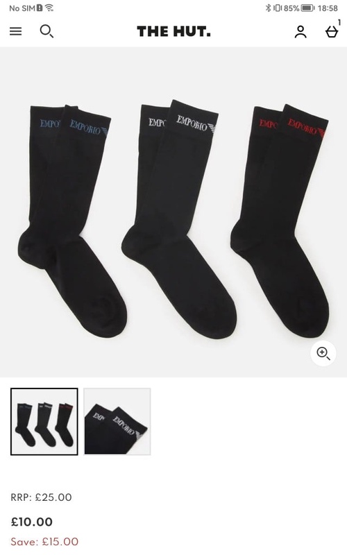 Emporio Armani Men's 3-Pack Casual Socks - Black | TheHut.com