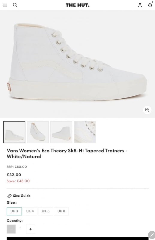 Vans Women's Eco Theory Sk8-Hi Tapered Trainers - White/Natural | TheHut.com