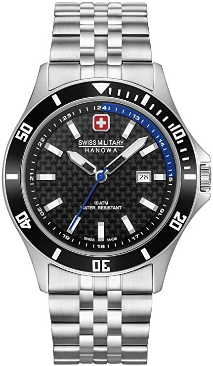 Swiss Military Hanowa Unisex Erwachsene Analog Quarz Uhr mit Edelstahl Armband 06-5161.2.04.007.03: Amazon.de: Uhren