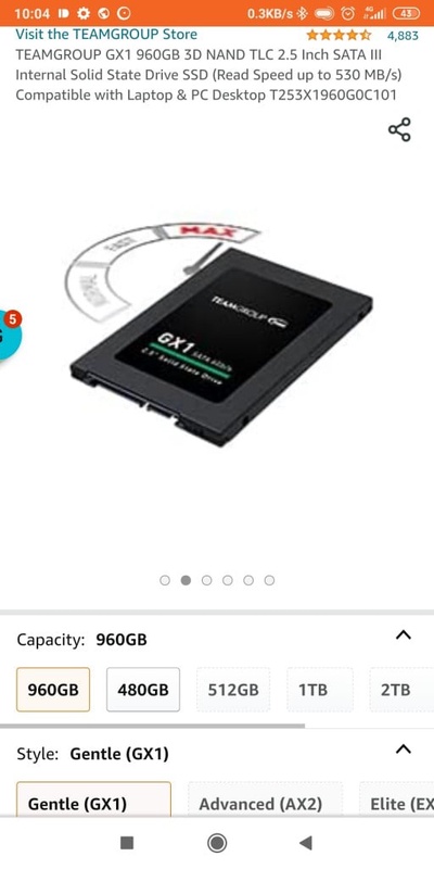 Amazon.com: TEAMGROUP GX1 960GB 3D NAND TLC 2.5 Inch SATA III Internal Solid State Drive SSD (Read Speed up to 530 MB/s) Compatible with Laptop & PC Desktop T253X1960G0C101 : Electronics