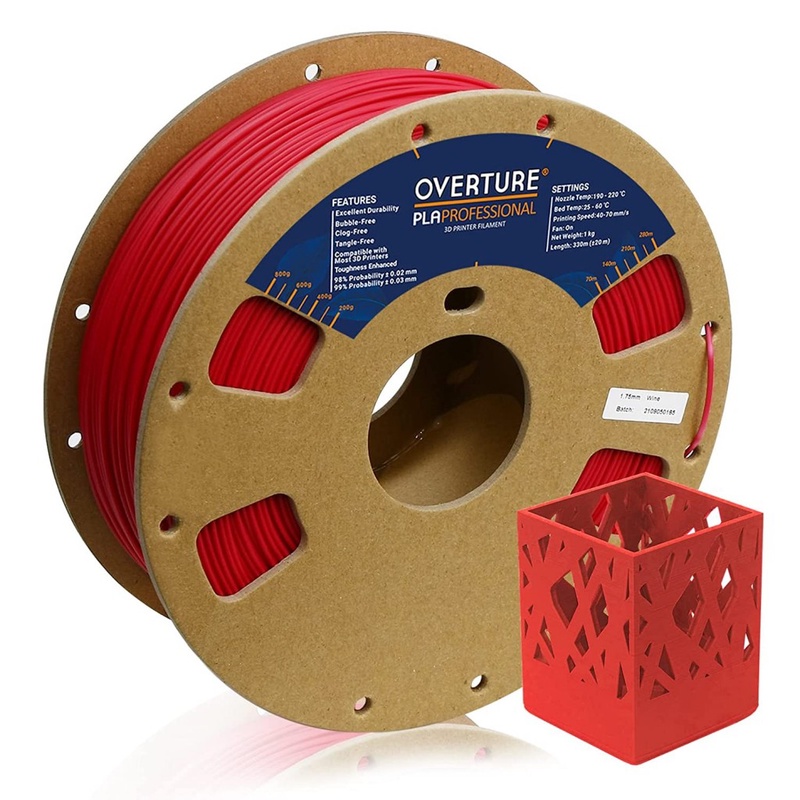 OVERTURE PLA Plus (PLA+) Filament 1.75mm PLA Professional Toughness  Enhanced PLA Roll, Cardboard Spool, Premium PLA 1kg(2.2lbs), Dimensional  Accuracy 99% Probability +/- 0.03mm 