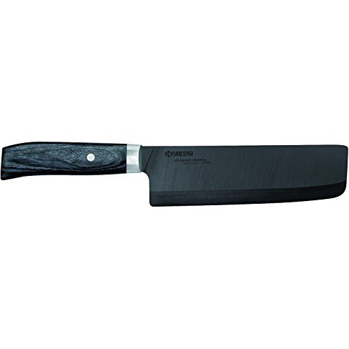Kyocera Japan Keramik-Nakirimesser, Klingenlänge 16 cm Messer, Holz, Edelstahl, schwarz, 29,2 x 5,4 x 1,8 cm
