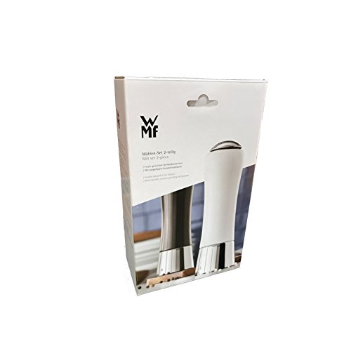 WMF Cromargan Stainless Steel Salt & Pepper Mills/Spice Mill Set - Black & White - Set of 2