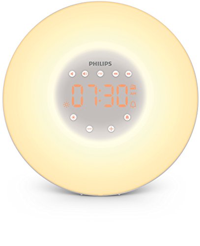 Philips Wake-Up Light Alarm Clock HF3505/01 with Sunrise Simulation - 2 Natural Sounds and Radio