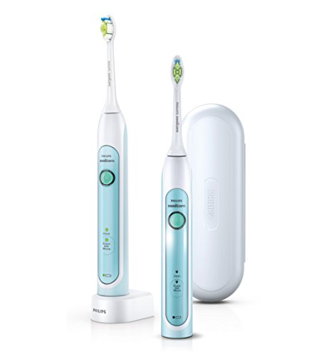 Philips Sonicare HealthyWhite Elektrische Zahnbürste mit Schalltechnologie HX6732/37, weiß/grün, Doppelpack
