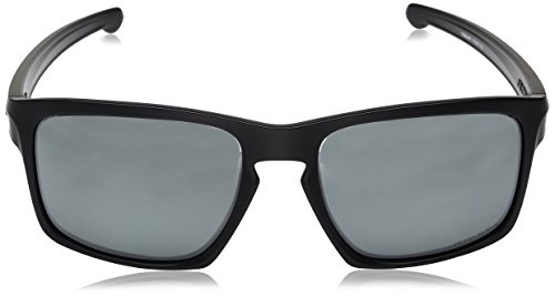 Oakley Men's Sliver Polarized Iridium Rectangular Sunglasses, Matte Black with Prizm Black Polarized, 57 mm