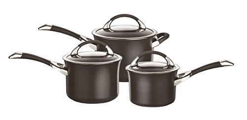Circulon Symmetry Hard Anodised 3 Piece Saucepan Set - Black, Set of 3