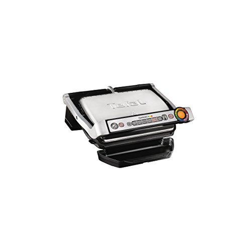Tefal GC713D40 Stainless Steel OptiGrill Plus Health Grill with Automatic Thickness and Temperature Measurement, 2000 W - Silver