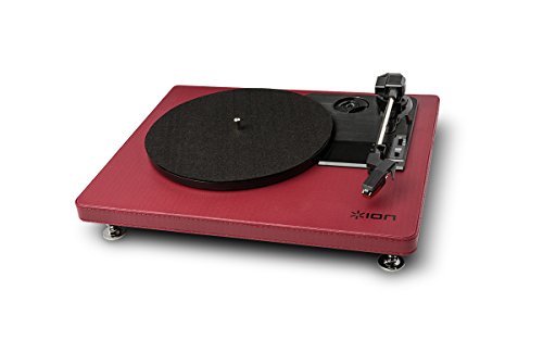 ION Audio Compact LP   Platine Vinyle 3 Vitesses avec Convertisseur - Finition Cuir Bordeaux