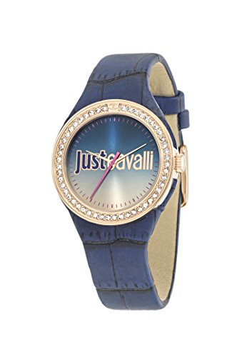 Just Cavalli Just Shade Women's Quartz Watch with Rose Gold Dial Analogue Display and Blue Leather Strap R7251201503