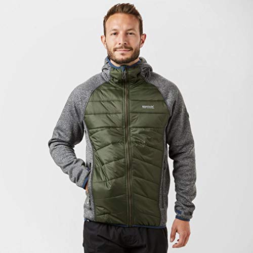 Regatta Men's Andreson III Lightweight Water Repellent Hybrid Soft-Shell Jacket, Black/Dark Khaki, Medium