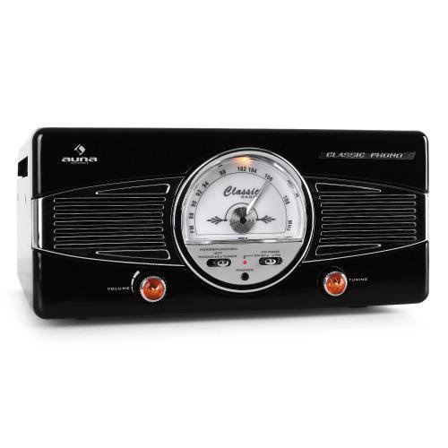 Auna mg-tt-82 – Platin Vinyl – Kette Stereo mit Tuner Radio FM/AM und Design Retro 50 's (Start/Stop Automatische Lautsprecher, Stereo, Kopfhörerausgang)