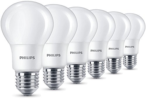 Philips LED E27 Edison Screw Light Bulbs, Frosted, 8 W (60 W) - Warm White, Pack of 6