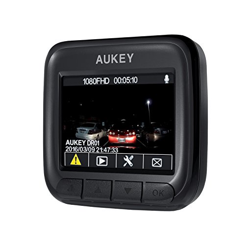 AUKEY Dash Cam 1080P Ultra Compact Car Camera 170° Wide Angle Lens, WDR Night Vision, Motion Detection, G-Sensor and Loop Recording, 2