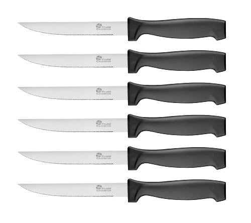Pradel Excellence - 7030-6N - Lot de 6 Couteaux à Steak, Manche Noir