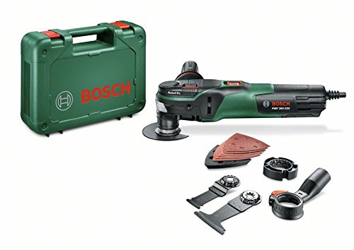 Bosch Multifunktionswerkzeug PMF 350 CES (3x Sägeblätter, Schleifplatte, 6x Schleifpapiere, Koffer, für Starlock und Starlock Plus Zubehör, 350 Watt)