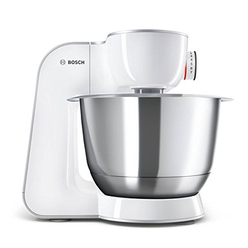 Bosch MUM58243 Küchenmaschine CreationLine, 1000 W, 3,9 l Edelstahl-Rührschüssel, 3D Rührsystem, 7 Schaltstufen, weiß/silber