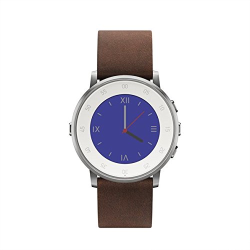 Pebble Time Round Montre Connectée 20 mm Argent/Brun
