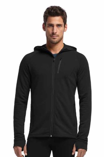 Icebreaker Jacke kapuze Pullover Quantum Long Sleeve Zip Hood - Sudadera para hombre, color negro, talla M