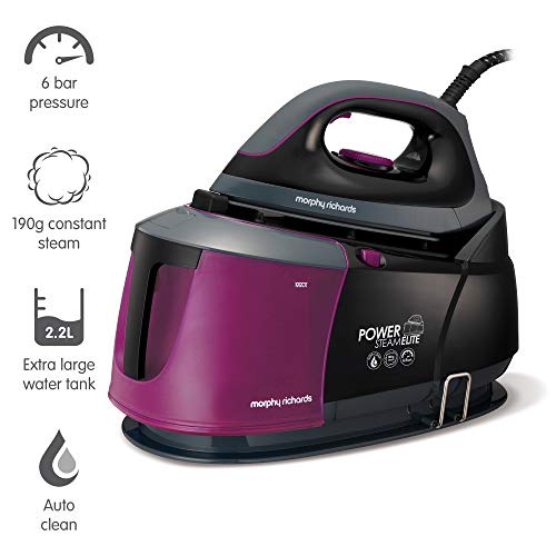 Morphy Richards Steam Generator iron Power Steam Elite with Auto Clean and Safety Lock 332012 Purple/Black Steam Generator Iron